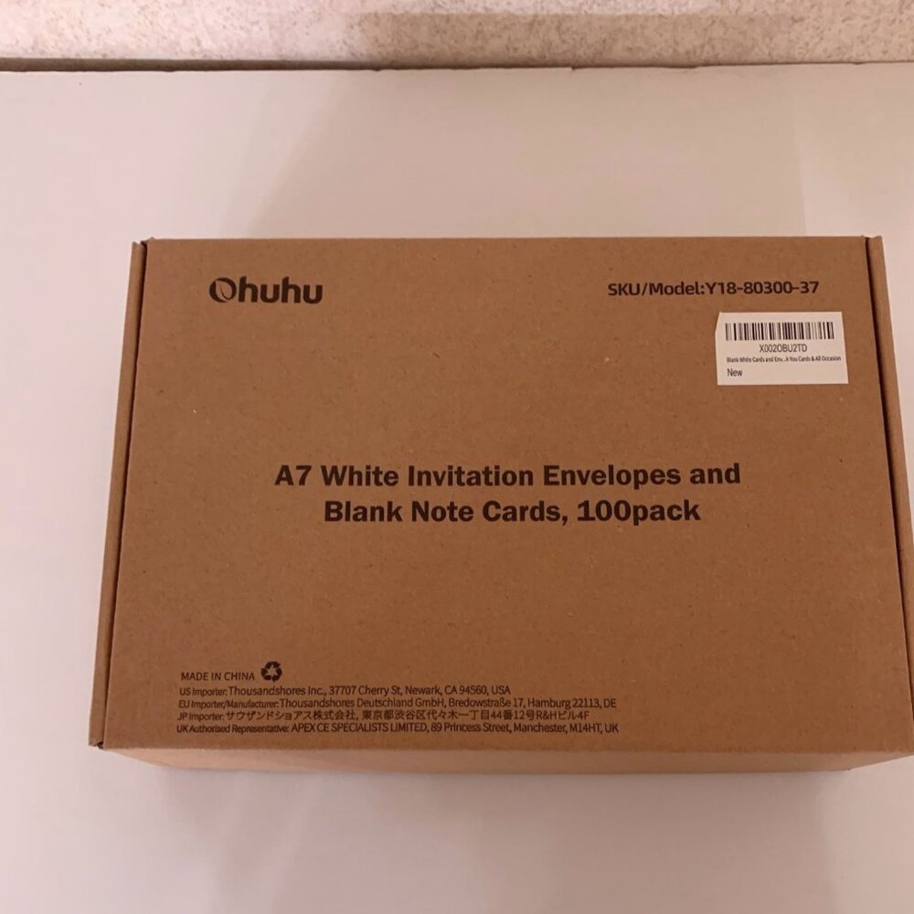 NIB huhu A7 White Invitation Envelopes and Blank Note Cards, 100 Pack- Wedding B